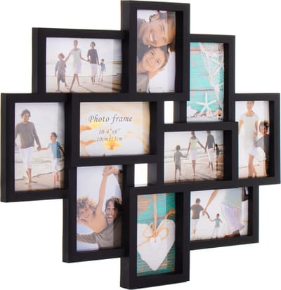 Springos Fotolijst - 10 Foto's - Collage - Staand/Liggend - 48,5 x 53 cm - Zwart