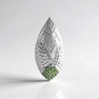 Cavill - Modern Elegante 925 Sterling Zilver Hanger - 27 Ronde Russische Diopsied Diopsiedstenen 0,463 ct - Groen 38x18 mm