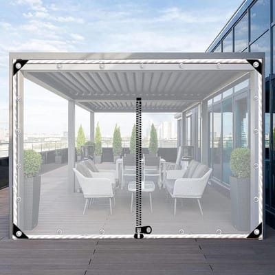Transparant Dekzeil - Buiten Gordijn - Bescherming Buitenruimte - Met Ritssluiting - 3x2.5 Meter - Doorzichtig