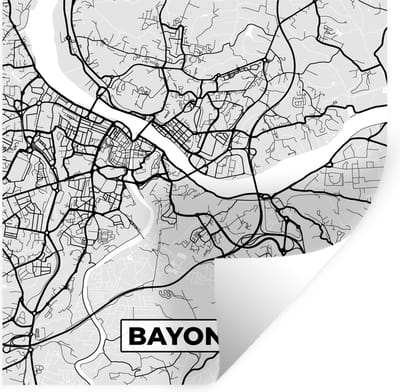 Muurstickers - Sticker Folie - Frankrijk - Bayonne - Stadskaart - Plattegrond - Kaart - 100x100 cm - Plakfolie - Muurstickers Kinderkamer - Zelfklevend Behang XXL - Zelfklevend behangpapier - Stickerfolie