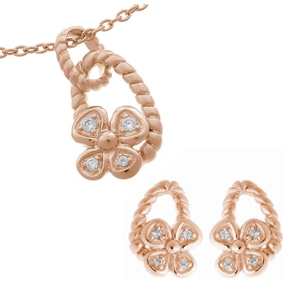 Orphelia Dames 925 Sterling Zilver Set: Ketting-Hanger + Oorbellen - Roze SET-6020/1