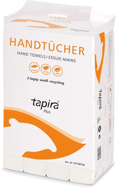 Tapira papieren handdoeken Plus, 240 x 230 mm, V-vouw, wit
