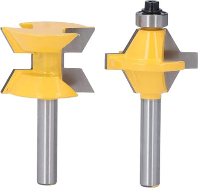 SnelShoppen - 2 Piece Set 8mm Shank Router Bits 120 Graden voor Houtbewerking, Snijgereedschap, Slot- en Beitelbewerking, C3 Microkorrel Tungsten Carb