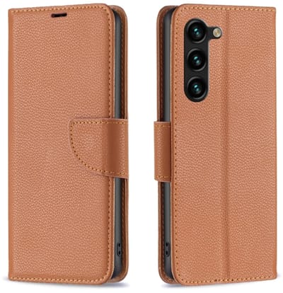 Voor Samsung Galaxy S24+ 5G Litchi textuur pure kleur flip lederen telefoonhoes (bruin)