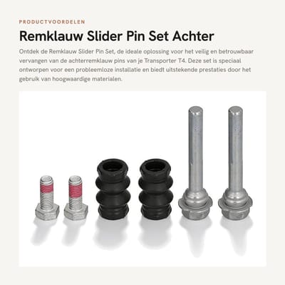 Dailygoods- Remklauw Slider Pin Set - Hoogwaardig Metaal/Rubber - Vervanging voor Transporter T4 - Eenvoudige Installatie - Duurzaam - OEM-nummer BCF1346B