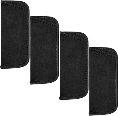 Famanu – Set van 4 zachte brillenkokers – Stoffen slip-in etuis met opbergvak – Zwart