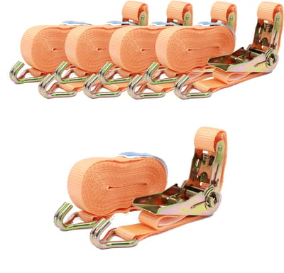 5x Professionele ratelsjorband Spanband 2-delig 6m 0,8t 0,8tot 800kg TÜV/GS ORANJE
