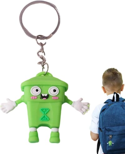 Leuke Sleutelhanger - Cartoon Charme - Accessoires Personaliseren - Speels Vuilnisbak Ontwerp - Ongeveer 18g - Meerdere Kleuren
