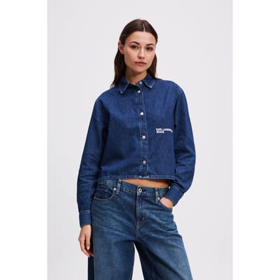 Karl Lagerfeld Klj Boxy Denim Blouse Washed Dark Blue Size: M | Button-Down Shirts Outlet | Dames | Blauw