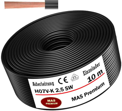 Flexibele Enkele Aderkabel H07V-K 1x2,5 mm² - Diverse Kleuren en Lengtes