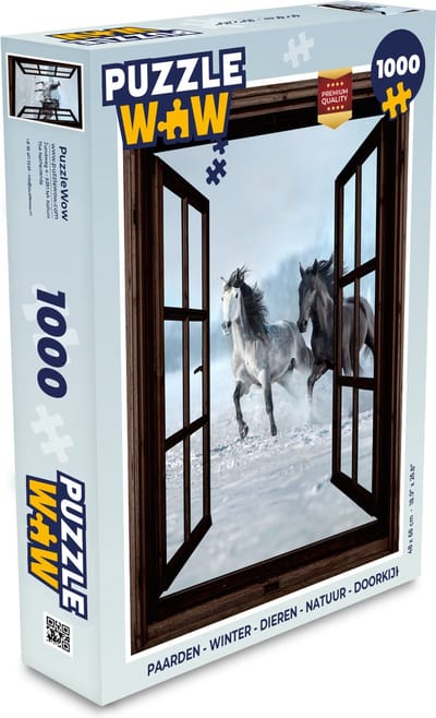 Puzzel Paarden - Winter - Dieren - Natuur - Doorkijk - Legpuzzel - Puzzel 1000 stukjes volwassenen