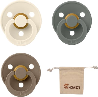 Bibs fopspeen 0-6 maand set 3 stuks Pine,White Dark Oak maat 1