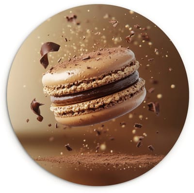 WallCircle® Wandcirkel 120x120 cm - Muurcirkel Chocolade - Macarons - Eten - Snoep - Muurdecoratie woonkamer - Wanddecoratie slaapkamer - Kamer decoratie accessoires - Ronde schilderijen XXL
