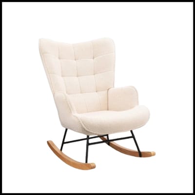 Schommelstoel - Pluche Stoffen Fauteuil - Moderne Casual Gestoffeerde Zit - Comfortabel en Stevig - Voor Woonkamer, Slaapkamer, Tuin
