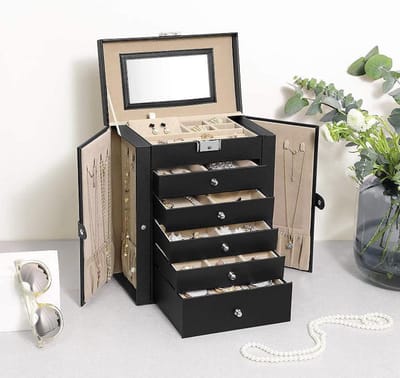 MIRA Home - Sieradendoos - Juwelendoos - Modern - Zwart - 26x15,5x32 cm