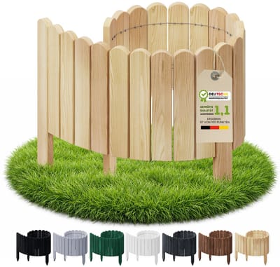 Floranica borderrand plantenborder 10 x 100 cm naturel graskant houten tuinafsluiting houten hekwerk flexibele rollborder