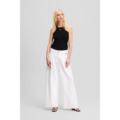 Karl Lagerfeld Wide Leg White Denim Pants White Denim Taglia: W27 | Pantaloni Outlet | Donna | Blu