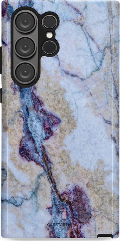 Casetastic hoesje geschikt voor Samsung Galaxy S23 Ultra - Dubbellaagse bescherming - Diepzee Marmer - Fashion Case - Blauw Zand