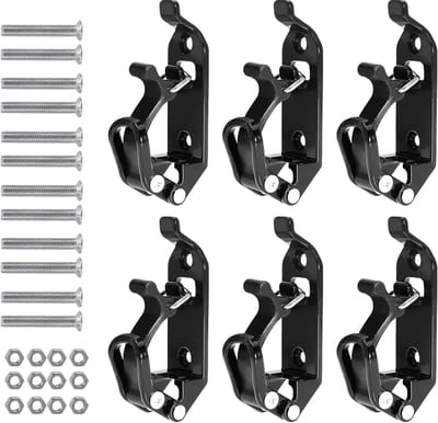 Ynkkvre - Dakdrager houder - schephouder set van 6 - metaal met rubber klemmen - inclusief schroeven en moeren - geschikt voor SUV, vrachtwagen en dakdragers, zwart