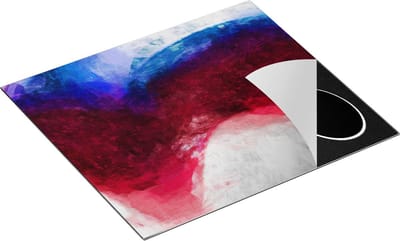 Chefcare Inductie Beschermer Abstracte Kunst - Ruige Penseelstreken Wit Rood Blauw - 60x50 cm - Afdekplaat Inductie - Kookplaat Beschermer - Inductie Mat