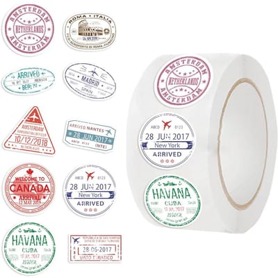 500 Stuks Paspoort Stempels Stickers Rol Voor Scrapbook Journaling Laptop Bumper Skateboard Waterflessen Computer Telefoon Sticker white