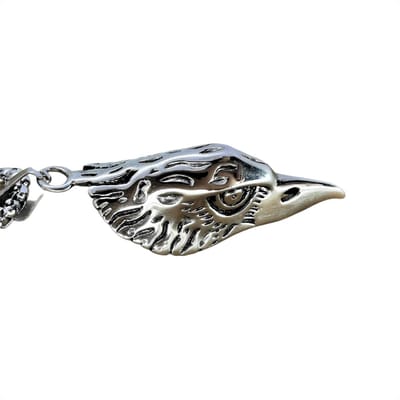 Stoer edelstaal hanger Adelaar kop met gratis zwart leer ketting.