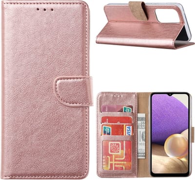 Hoesje Geschikt Voor Samsung Galaxy A33 hoesje bookcase Rose Goud - Hoesje Geschikt Voor Samsung Galaxy A33 wallet case portemonnee hoesje - A33 5G Hoes met Pasjeshouder cover