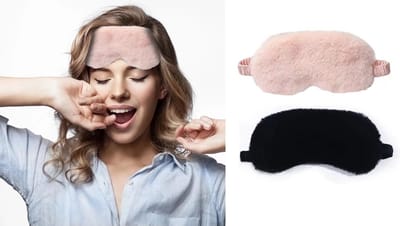 2x Dames Slaapmasker Pluche – Verduisterend & Comfortabel Oogmasker – Zwart & Roze – Ideaal voor Reizen en Ontspanning