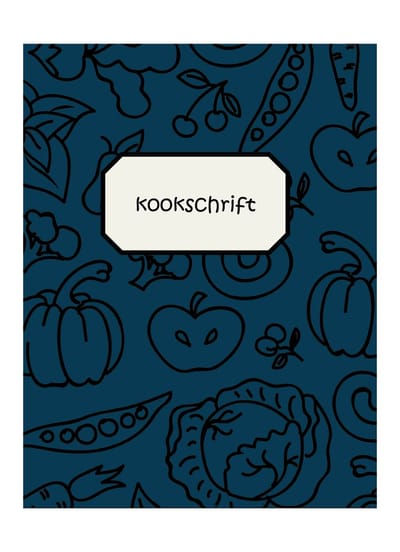 Kookschrift - Recepten - Diner - Gastenlijst - Boodschappenlijst - Feest - Gerechten - Kookliefhebber - Etentje - Cadeau - Blauw - Zwart - Elastiek