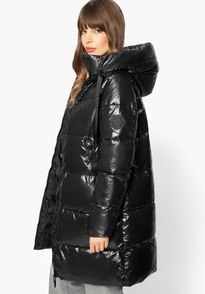 Wittchen Dames Oversized Gewatteerde Jas Zwart Nylon