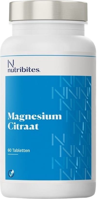 Nutribites Magnesium Citraat - 200 mg Organisch Gebonden Magnesium - Goed Opneembaar - 60 Tabletten - Vegan
