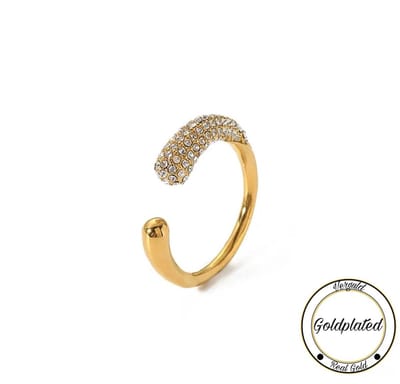Soraro Zirkonia Ring | Goldplated | Goudkleurig | Elegante Ring | Zirkonia | Dames Ring | Klemring | Vrouwen Cadeau/<5