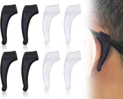 4 paar siliconen haken voor brillen - antislip brillenpootdeksels - zwarte en transparante afdekkingen - antislip houder voor brilstangset