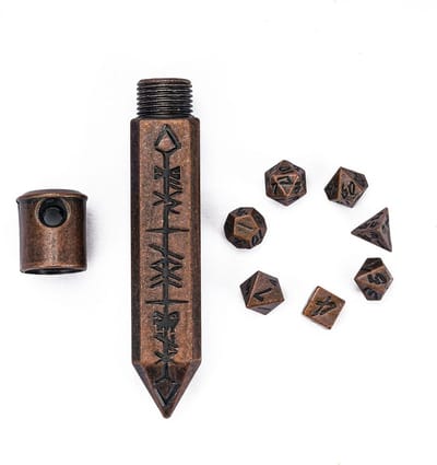Mini Metalen D&D Dobbelstenen Set met Sleutelhanger en Kogelvormige Houder - Draagbaar