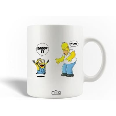 Mug en Céramique - Kevin Minion - Homer Simpson - 30cl - Compatible Lave-Vaisselle - Blanc