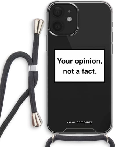 Case Company® - Hoesje met koord geschikt voor iPhone 12 mini hoesje met Koord - Your opinion - Telefoonhoesje met Zwart Koord - Bescherming aan alle Kanten en Over de Schermrand