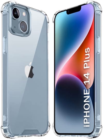 Ultra-Hybrid Schokbestendig Hoesje KKG - Crystal Clear Geschikt voor: Apple iPhone 14 Plus| Transparante achterkant Hard Back Cover & TPU Siliconen Bumper