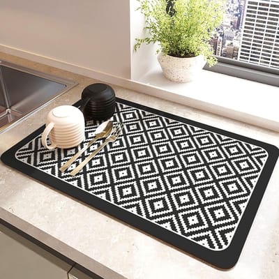 Dailygoods- Afdruipmat super absorberend - Antislip - Duurzaam - Gemakkelijk schoon te maken - 30 x 40 cm - Rechthoekig - Druipmat