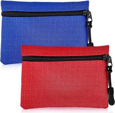 Draagbare Mini Portemonnee voor Vrouwen en Mannen van Oxford Stof - Set van 2 Stuks in Blauw en Rood, Ideaal voor Jongens en Meisjes