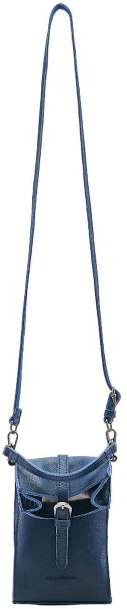 FREDsBRUDER Leren schoudertas telefoontasje My Forever Friend Mini Tote Blue donkerblauw