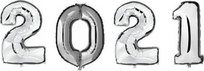 2021 folie ballonnen - zilver - 100 cm - Oud en nieuw versiering / Nieuwjaar
