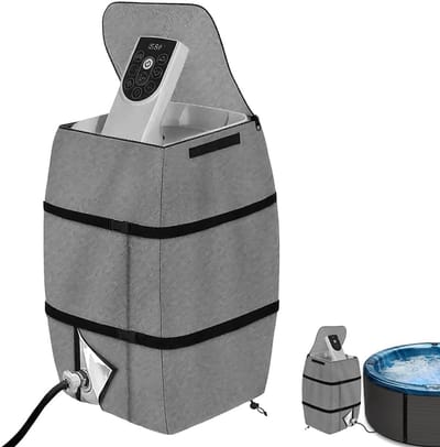 Hottub-pomphoes, opblaasbare hottub-pomphoes, bubbelbad spa verwarmingspomphoes, zwaar belastbare, waterdichte stofdichte spa hot tub-hoezen, voor meerdere merken voor bad/zwembad buiten (grijs