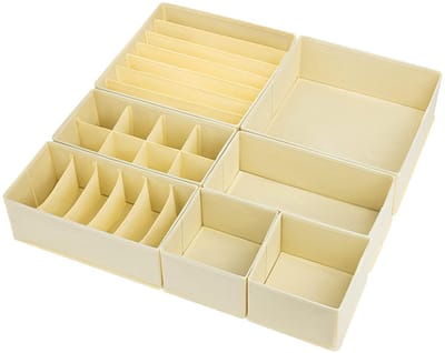 Unyqoos® Veelzijdig Opbergsysteem voor Kleding, Speelgoed en Kantoormateriaal - 7-delige Set in Beige