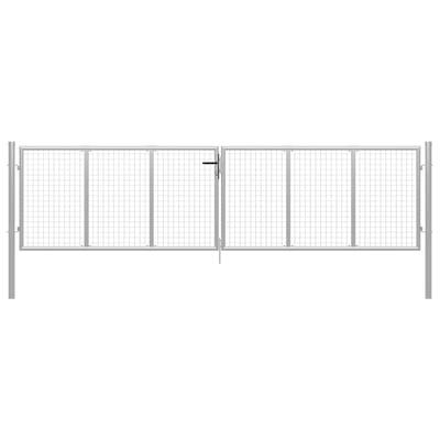 vidaXL Tuinpoort gegalvaniseerd staal 400x100 cm zilver