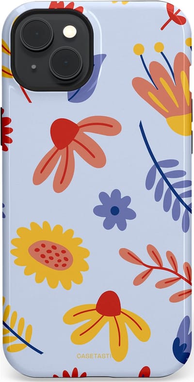 Casetastic hoesje geschikt voor Apple iPhone 15 Plus - MagSafe - Dubbellaagse bescherming - Bloemenval - Fashion Case - Lavendel Goud Terracotta