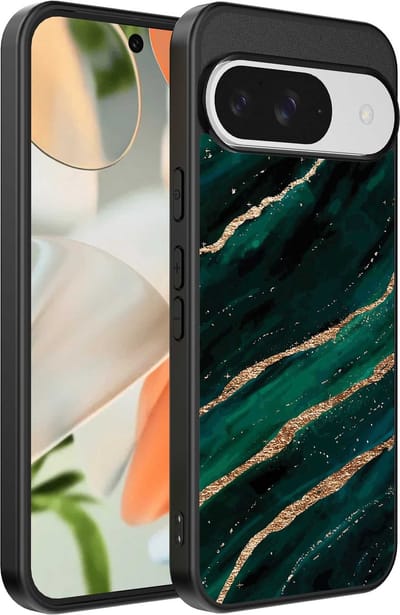 Geschikt voor Google Pixel 9 Telefoonhoesje met marmer opdruk - TPU backcover case marble design - Groen Goud - Smartphonica geschikt voor Google Pixel 9