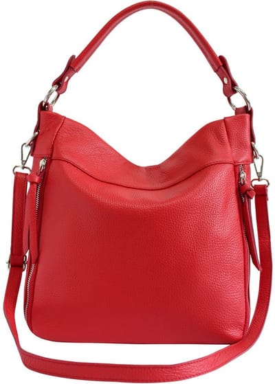 AmbraModa GLX3 - dames handtas schoudertas hobo bag van echt leer Rood