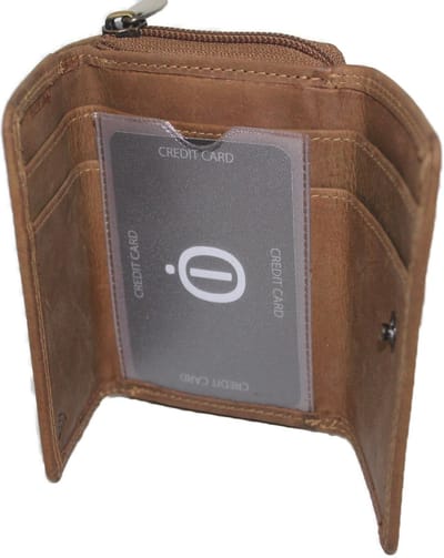 OI ouderwetse Hunter bruine rits portemonnee simpel / heren portemonnee met rits voor muntgeld / trifold beurs / anti skim / Hunter bruin / 209H