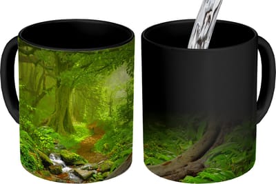Magische Mok - Foto op Warmte Mokken - Koffiemok - Jungle - Groen - Natuur - Tropisch - Planten - Magic Mok - Beker - 350 ML - Theemok