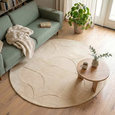 Fraai Rond Scandinavisch vloerkleed - Charm Circles Beige - Ø 200cm